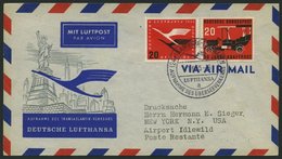 DEUTSCHE LUFTHANSA 40 BRIEF, 11.6.1955, Hamburg-New York, Prachtbrief - Cartas & Documentos