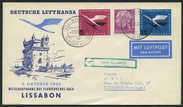 DEUTSCHE LUFTHANSA 45 BRIEF, 2.10.1955, Köln/Wahn-Lissabon, Prachtbrief - Lettres & Documents