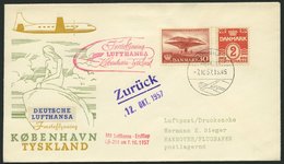 DEUTSCHE LUFTHANSA 178 BRIEF, 7.10.1957, Kopenhagen-Hannover, Prachtbrief - Lettres & Documents