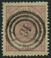 DÄNEMARK 12A O, 1865, 3 S. Lila, Gezähnt K 13:121/2, Zentrischer Nummernstempel 18, Pracht, Mi. 70.- - Used Stamps