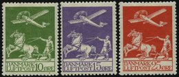 DÄNEMARK 143-45 *, 1925, Flugpost, Falzreste, Prachtsatz - Used Stamps