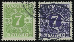 PORTOMARKEN P 12,21 O, 1927/30, 7 ø Gelbgrün Und Bläulichviolett, 2 Prachtwerte, Mi. 64.- - Sonstige & Ohne Zuordnung