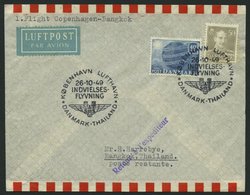 ERSTFLÜGE 26.10.1949, Kopenhagen-Bangkok, Prachtbrief - Other & Unclassified