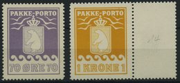 GRÖNLAND - PAKKE-PORTO 13/4 **, 1937, 70 Ø Violett Und 1 Kr. Gelb, (Facit P 17/8), 2 Prachtwerte, Mi. 130.- - Colis Postaux