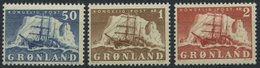 GRÖNLAND - DÄNISCHE POST 34-36 **, 1850, 50 Ø - 2 Kr. Arktisschiffe, 3 Prachtwerte, Mi. 98.- - Autres & Non Classés