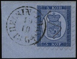 FINNLAND 3A BrfStk, 1860, 5 Kr. Blau Auf Blaugrau, K1 HELSINGFORS Und Federzug, Alle Zungen Vollständig, Kabinettbriefst - Otros & Sin Clasificación