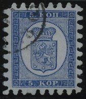 FINNLAND 3B O, 1865, 5 K. Blau Auf Graublau, Alle Zungen, Pracht, Gepr. Dietrich, Mi. 400.- - Autres & Non Classés