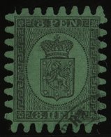 FINNLAND 6Bz O, 1873, 8 P. Schwarz Auf Geripptem Gelbgrünem Papier, Praktisch Alle Zungen, Pracht - Other & Unclassified