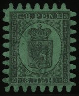 FINNLAND 6Cx O, 1867, 8 P. Schwarz Auf Grün, Alle Zungen, Pracht - Autres & Non Classés