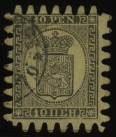 FINNLAND 7Cx O, 1867, 10 P. Schwarz Auf Gestreiftem Sämischem Papier Praktisch Alle Zungen, Pracht, Gepr. Diena - Autres & Non Classés