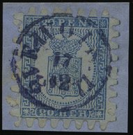 FINNLAND 8C BrfStk, 1866, 20 P. Blau, Zentrischer Blauer K1 EWOIS, 3 Kurze Zungen Sonst Prachtbriefstück - Autres & Non Classés