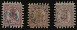 FINNLAND 9Cx O, 1866, 40 P. Rosakarmin, 3 Prachtwerte Mit Allen Zungen In Farbnuancen - Other & Unclassified