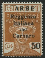 FIUME 24II **, Fiumanische Besetzung Der Carnaro-Inseln: 1920, 50 C. Auf 20 C. ARBE, Pracht, Mi. 60.- - Europe (Other)