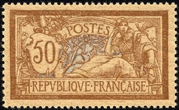 FRANKREICH 97y *, 1916, 50 C. Braun/hellblau, GC-Papier, Falzrest, Pracht, Mi. 110.- - Altri & Non Classificati