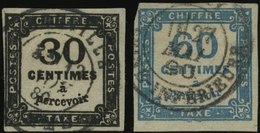 PORTOMARKEN P 8,9a O, 1878, 30 C. Schwarz Und 60 C. Blau, 2 Prachtwerte, Mi. 240.- - Portomarken