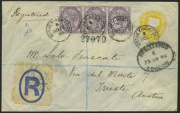 GROSSBRITANNIEN 65 BRIEF, 1895, 1 P. Königin Victoria Im Paar Und Einzelmarke Auf Privatganzsache 3 P. Gelb, R-Umschlag - Gebraucht