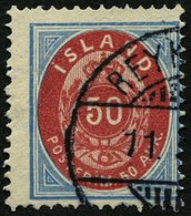 ISLAND 16A O, 1892, 50 A. Hellblau/rosa, Gezähnt 14:131/2, üblich Gezähnt Pracht, Mi. 95.- - Other & Unclassified