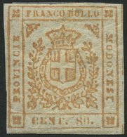 MODENA 11 *, 1859, 80 C. Bräunlichgelb, Falzrest, Feinst, Signiert Gebrüder Senf, Mi. 150.- - Modena