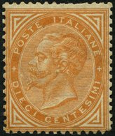 ITALIEN 17 *, 1863, 10 C. Braunorange, Falzrest, Zahnfehler, Feinst, Mi. 2500.- - Italy