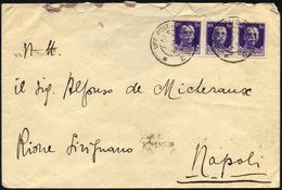 MILITÄRPOST 307 BRIEF, 1938, 50 C. Hellviolett Im Dreierstreifen Mit K2 UFF POSTALE SPECIALE/2 Auf Luft-Feldpostbrief Na - Italien