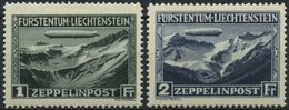 LIECHTENSTEIN 114/5 *, 1931, Graf Zeppelin, Falzreste, 2 Prachtwerte - Sonstige & Ohne Zuordnung