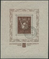 LIECHTENSTEIN Bl. 1 O, 1934, Block Landesausstellung, Sonderstempel, Pracht, Fotoattest Rellstab, Mi. 2800.- - Autres & Non Classés
