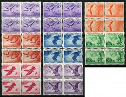 LIECHTENSTEIN 173x,y VB **, 1939, Vögel In Viererblocks, 10 Pf. Beide Gummiarten, Prachtsatz (8 Werte), Mi. 229.- - Other & Unclassified