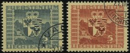 LIECHTENSTEIN 243,252 O, 1945/7, 5 Fr. Wappen, 2 Prachtwerte, Mi. 115.- - Otros & Sin Clasificación