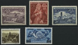 LIECHTENSTEIN 281-83,284,288 **, 1949/50, Reichsherrschaft Schellenberg, Bendern, UPU, 5 Prachtwerte, Mi. 126.- - Altri & Non Classificati