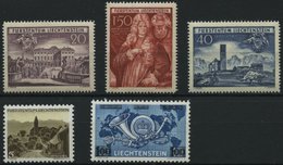 LIECHTENSTEIN 281-83,284,288 **, 1949/50, Reichsherrschaft Schellenberg, Bendern, UPU, 5 Prachtwerte, Mi. 126.- - Other & Unclassified