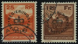 DIENSTMARKEN D 9/10 O, 1933, 25 Rp. Valünatal Und Naafkopf Und 1.20 Fr. Burg Vaduz, 2 Prachtwerte, Mi. 475.- - Service