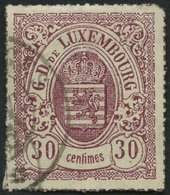 LUXEMBURG 21 O, 1871, 30 C. Lilarot, üblicher Durchstich, Mi. 100.- - Other & Unclassified