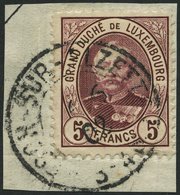 LUXEMBURG 66B BrfStk, 1893, 5 Fr. Dunkellilarot, Prachtbriefstück, Mi. 90.- - Sonstige & Ohne Zuordnung