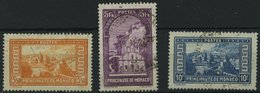 MONACO 133-35 O, 1933, 3.50 - 10 Fr. Bauwerke, 3 Werte Feinst (teils Büge) - Otros & Sin Clasificación