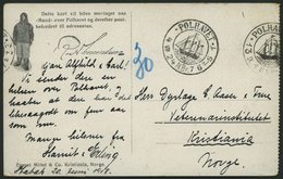 NORWEGEN P4 BRIEF, 1924, Fram - Karte, Links Gezähnt, Mit 2 X Michel Nr. P4 Nachporto Belegt, Einsprachiger Text, Von PO - Other & Unclassified