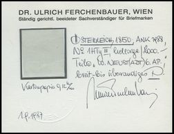 ÖSTERREICH 1Xb O, 1850, 1 Kr. Hellorange, Handpapier, Type III, Kartonpapier 0.12 Mm, L2 NEUSTADT, Pracht, Befund Dr. Fe - Usati