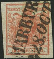 ÖSTERREICH 3Xb O, 1850, 3 Kr. Karmin, Handpapier, Type IIIa, L2 MARBUR(G), Pracht, Mi. 80.- - Usados