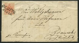 ÖSTERREICH 3Y BRIEF, 1856, 3 Kr. Rot, Maschinenpapier, Type IIIb, L2 OLMÜTZ, Prachtbrief Nach Zdaunek - Oblitérés