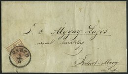 ÖSTERREICH 4Xc BRIEF, 1852, 6 Kr. Rostbraun, Handpapier, Type Ic, Randstück Rechts 3.5 Mm, K1 PESTH, Prachtbrief Nach Ab - Usati