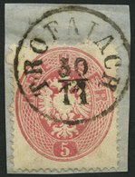 ÖSTERREICH 26 BrfStk, 1863, 5 Kr. Rosa, K1 TROFAIACH, Prachtbriefstück - Used Stamps