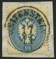 ÖSTERREICH 27 BrfStk, 1863, 10 Kr. Blau, Zentrischer K1 WEITENSTEIN, Prachtbriefstück - Used Stamps