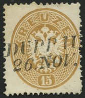 ÖSTERREICH 28 O, 1863, 15 Kr. Braun, L2 DUPPAU, Pracht - Used Stamps