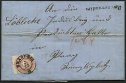 ÖSTERREICH 32/3 BRIEF, 1865, 5 Kr. Rosa Und Rückseitiges Reco-Porto 10 Kr. Blau Auf Brief Mit K2 BRANDEIG, L1 RECOMMANDI - Usados