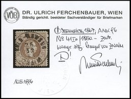 ÖSTERREICH 41Ia O, 1867, 50 Kr. Braun, Grober Druck, K2 GELD-ANWSNG ZNAIM, Pracht, Fotobefund Dr. Ferchenbauer - Used Stamps