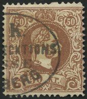 ÖSTERREICH 41Ia O, 1867, 50 Kr. Braun, Grober Druck, Fehlende Zähnungslöcher, Ovalstempel, Pracht - Usados