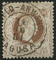 ÖSTERREICH 41II O, 1867, 50 Kr. Braun, Feiner Druck, K2 Geld-Anweisung Ragusa, Pracht, Mi. 180.- - Usados