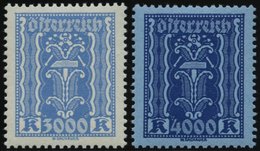 ÖSTERREICH 396/7 **, 1923/4, 3000 Kr. Kobalt Und 4000 Kr. Ultramarin Auf Grünlichblau, 2 Prachtwerte, Mi. 95.- - Used Stamps