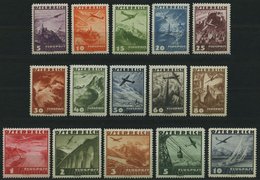 ÖSTERREICH 598-612 **, 1935, Flugzeug über Landschaften, Prachtsatz, Mi. 180.- - Used Stamps