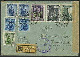 ÖSTERREICH 897 BRIEF, 1949, 20 G. Trachten Mit Zusatzfrankatur Auf Einschreibbrief Mit Zensurstempel Von LANGENLOIS In D - Used Stamps