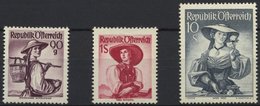 ÖSTERREICH 909,911,926 **, 1949/50, 90 G., 1 Und 10 S. Trachten, 3 Prachtwerte, Mi. 235.- - Used Stamps